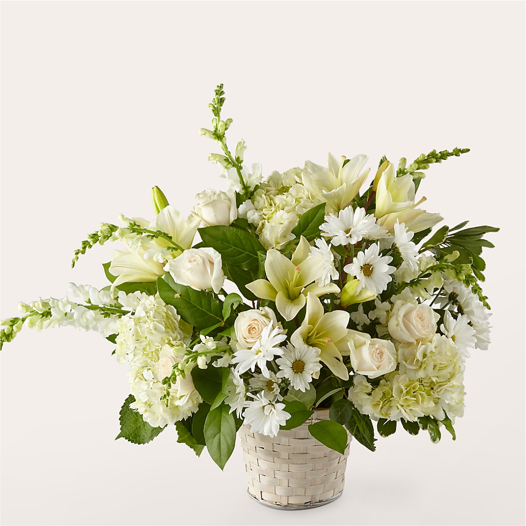 Ivory Elegance Floral Basket – Oopsie Daisy Llc, Berlin NJ