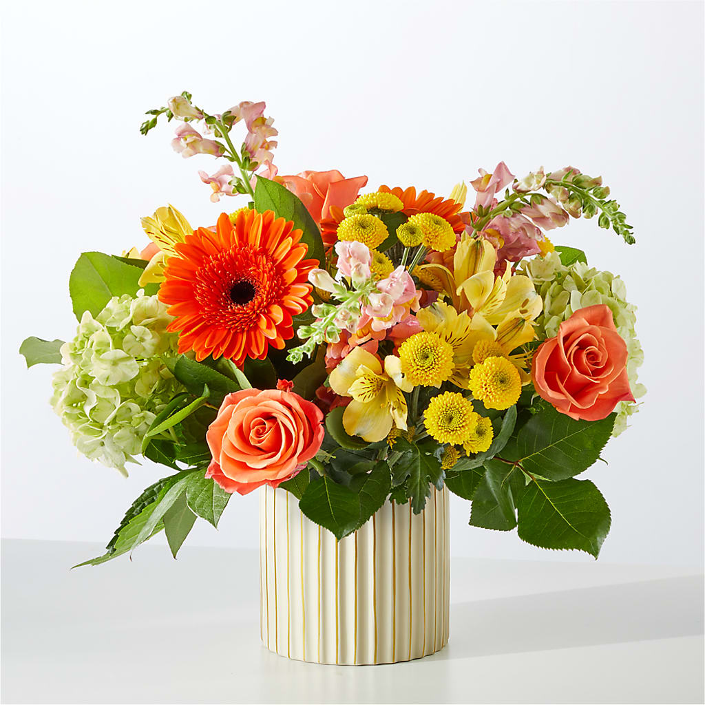 Autumn Sunshine Bouquet with Ivory Vase –  Oopsie Daisy Llc, Berlin NJ