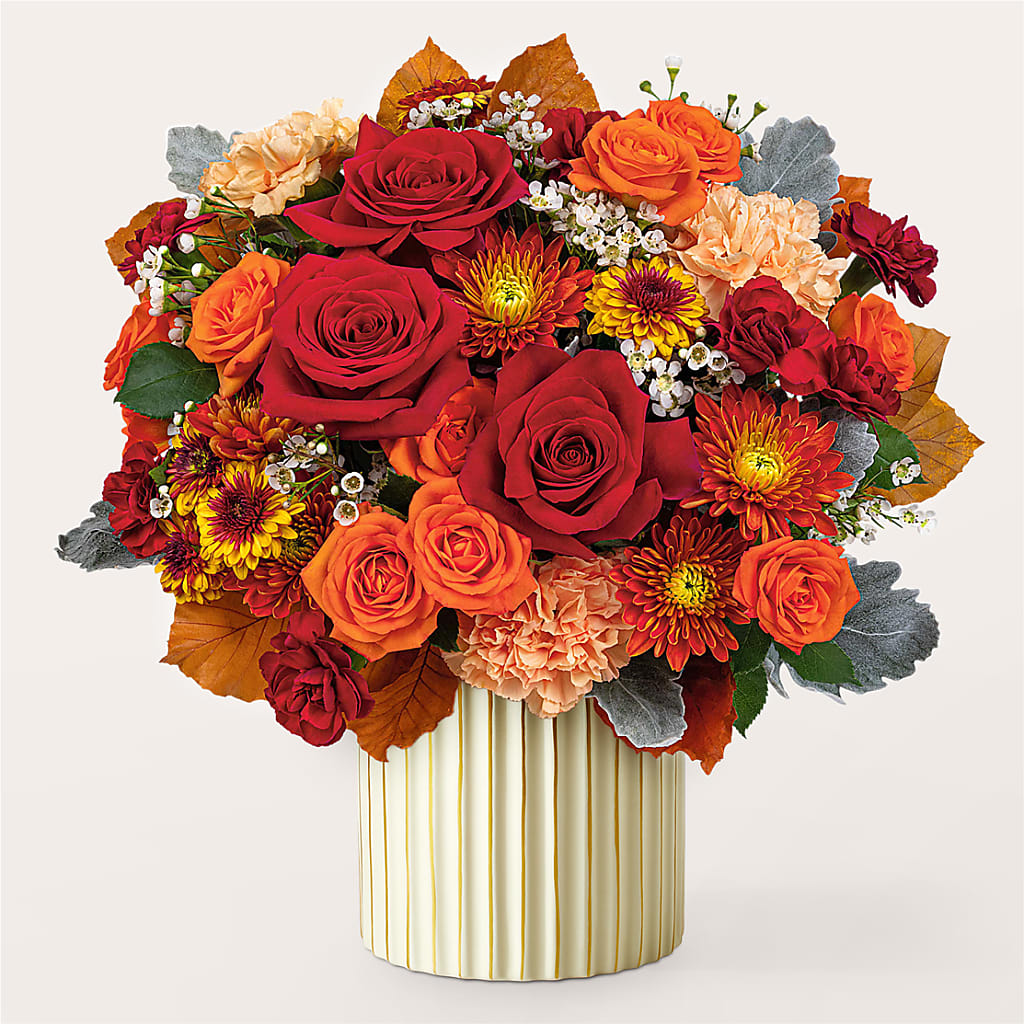 Merlot Bouquet with Ivory Vase –  Oopsie Daisy Llc, Berlin NJ