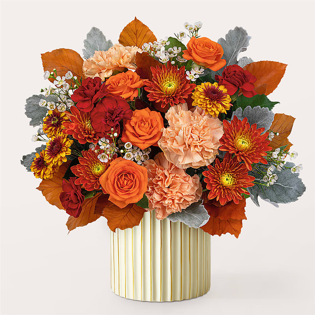 Merlot Bouquet with Ivory Vase –  Oopsie Daisy Llc, Berlin NJ